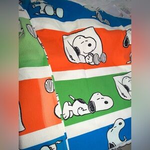 RARE Vintage "Peanuts" Bedspread Twin Size Snoopy Colorful 54” x 88” waffle knit